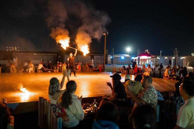 camp in the desert during evening desert safari abu dhabi